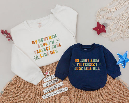 Aunt & Nephew/Niece: Custom "Perfect" Christmas Sweatshirts Gift