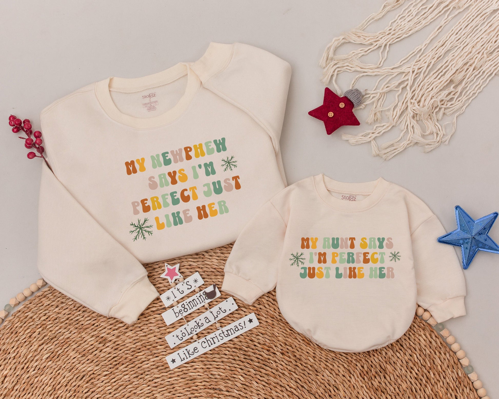 Aunt & Nephew/Niece: Custom "Perfect" Christmas Sweatshirts Gift