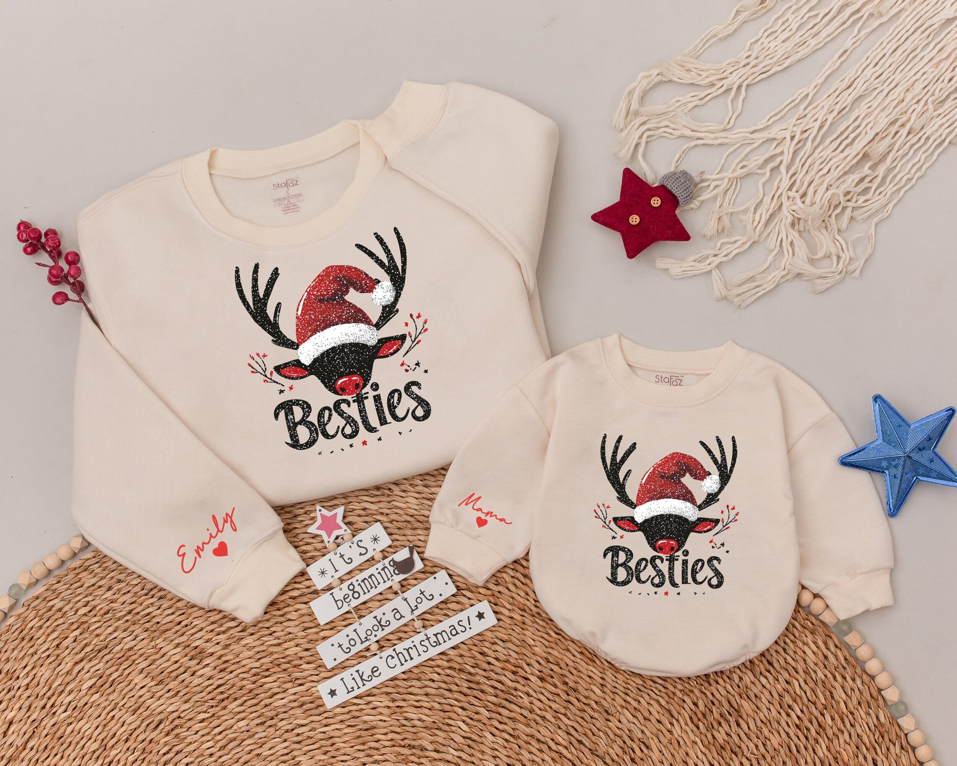 Matching Christmas Family Sweatshirts for Mom, Baby, and Aunt  