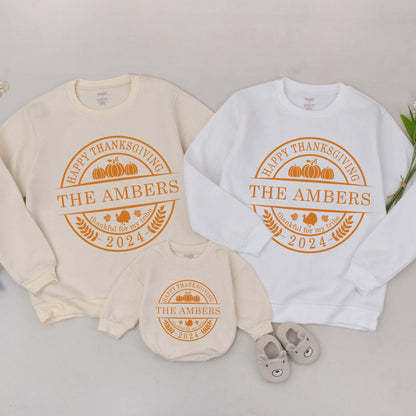 Customized Thanksgiving Sweatshirts: Family Matching Pumpkin Outfits