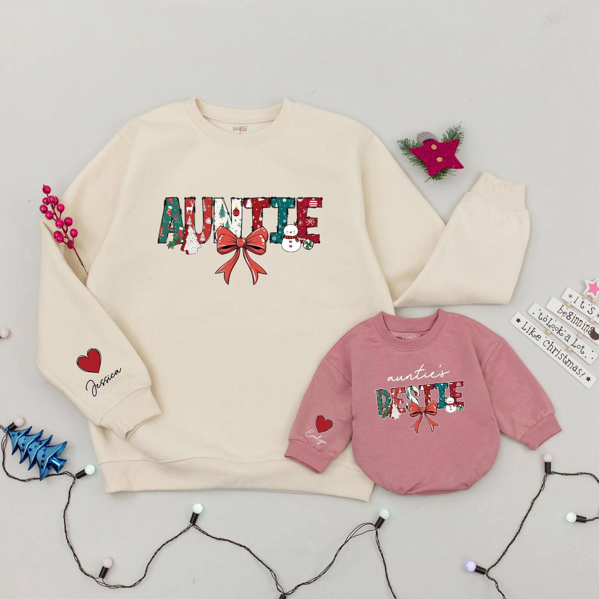 Auntie & Bestie Christmas Shirts: Trendy Family Matching Sweaters
