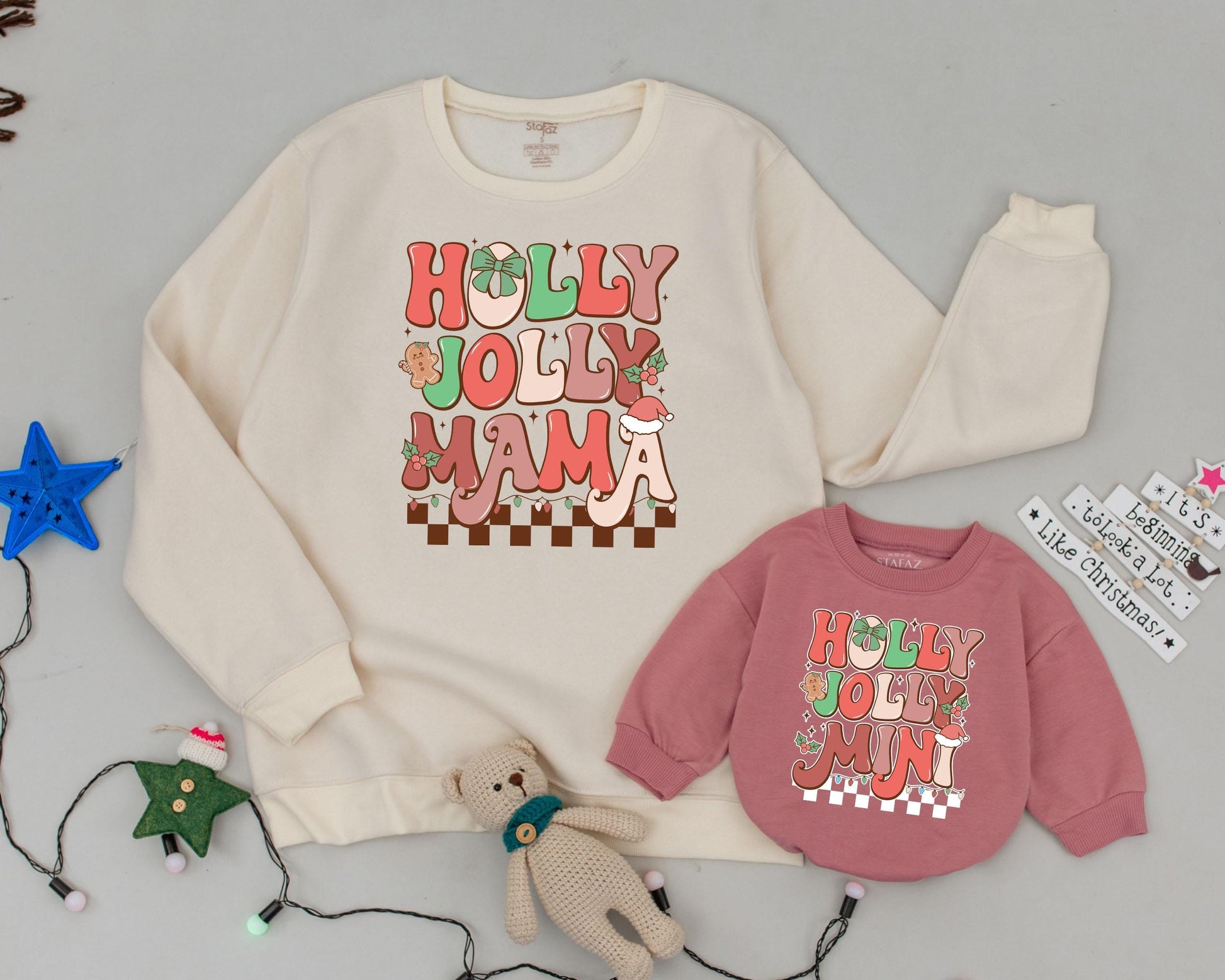 Mama Mini Christmas Sweatshirt - Retro Matching Family Holiday Shirt