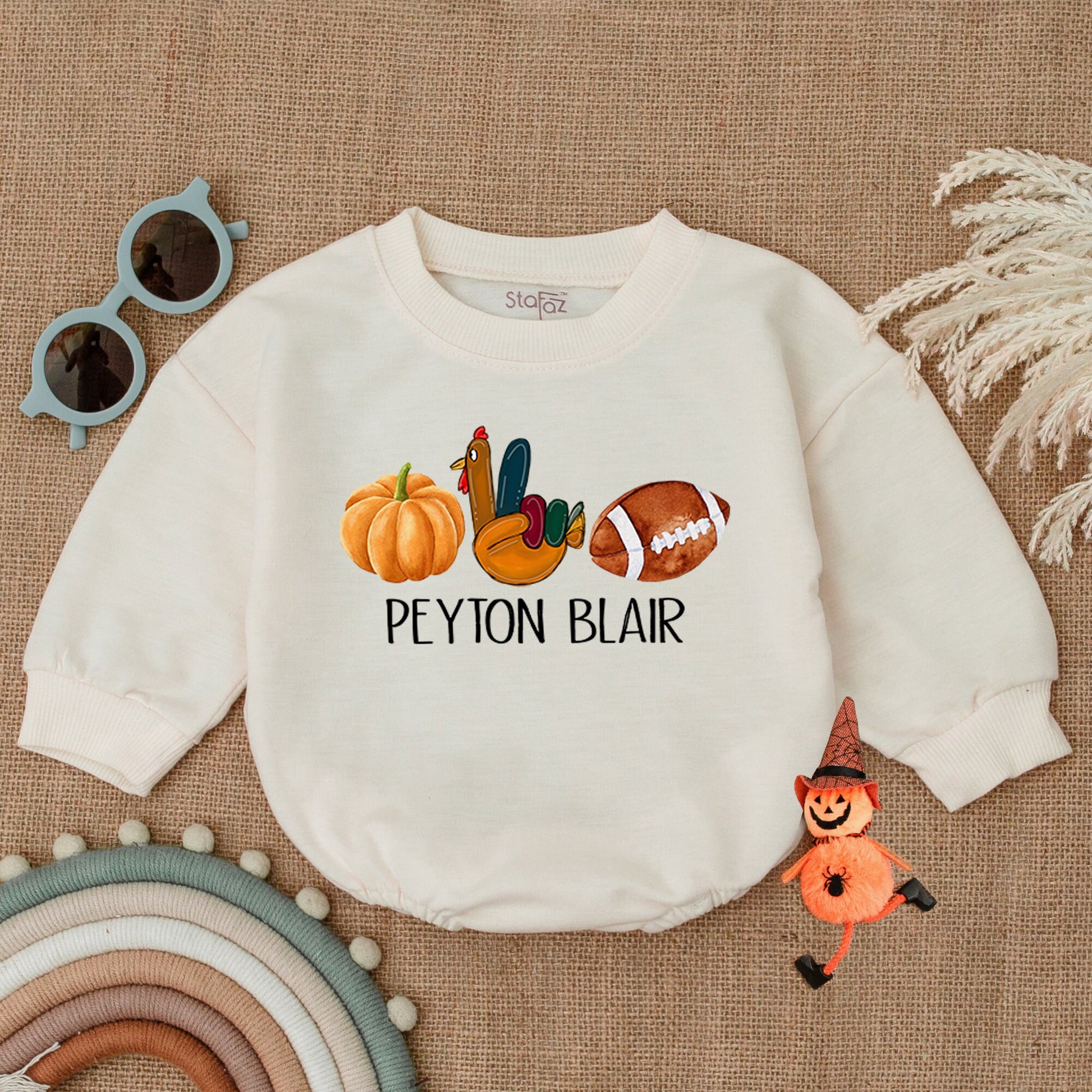 Thanksgiving Football Romper: Turkey & Touchdowns Baby Outfit