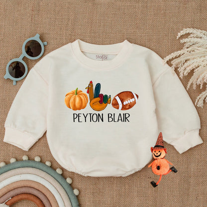 Thanksgiving Football Romper: Turkey & Touchdowns Baby Outfit