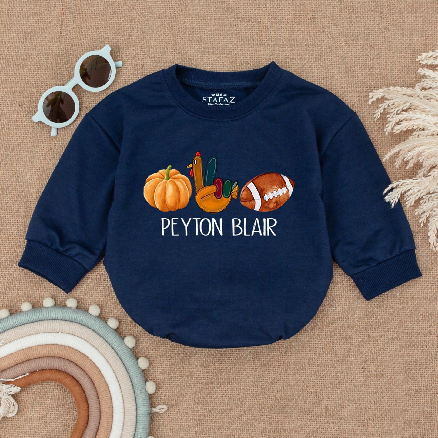 Thanksgiving Football Romper: Turkey & Touchdowns Baby Outfit