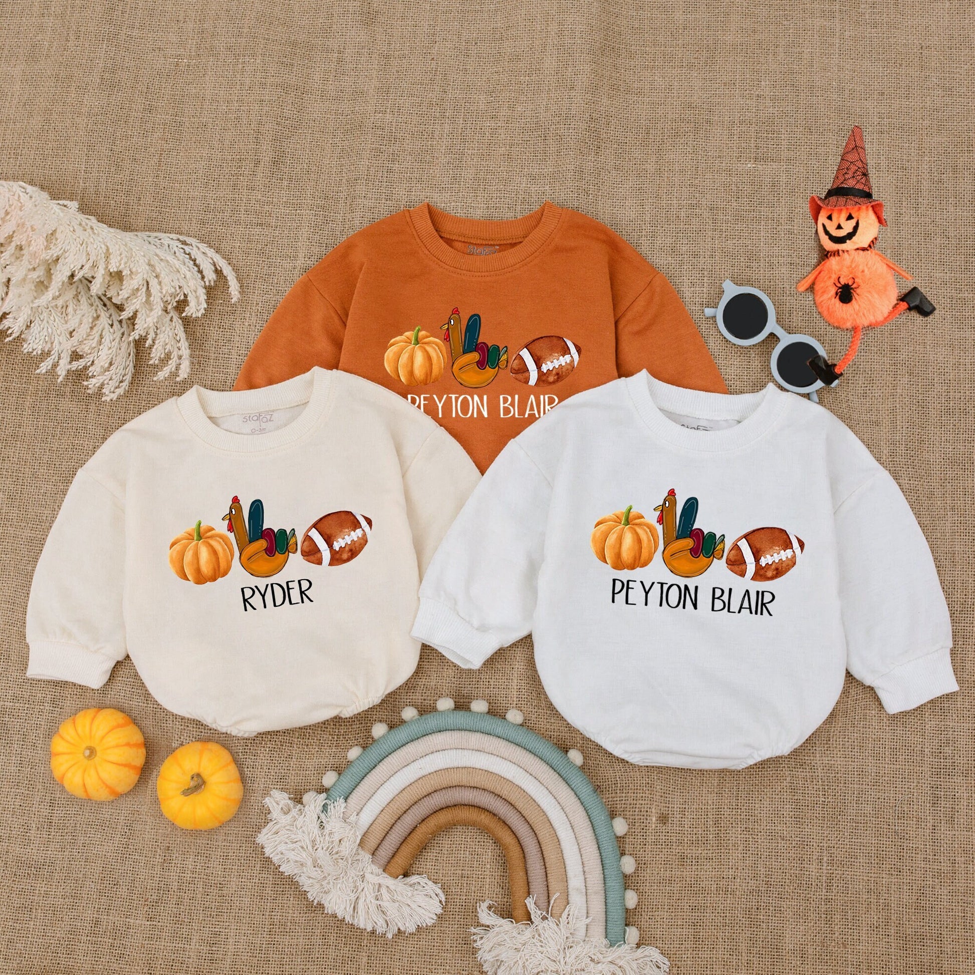 Thanksgiving Football Romper: Turkey & Touchdowns Baby Outfit
