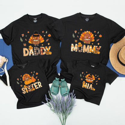 Thanksgiving Family Shirts, Custom Matching Outfits, Retro Fall Style