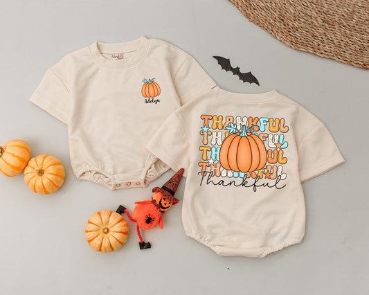 Personalized Baby Romper: First Thanksgiving Fall Outfit