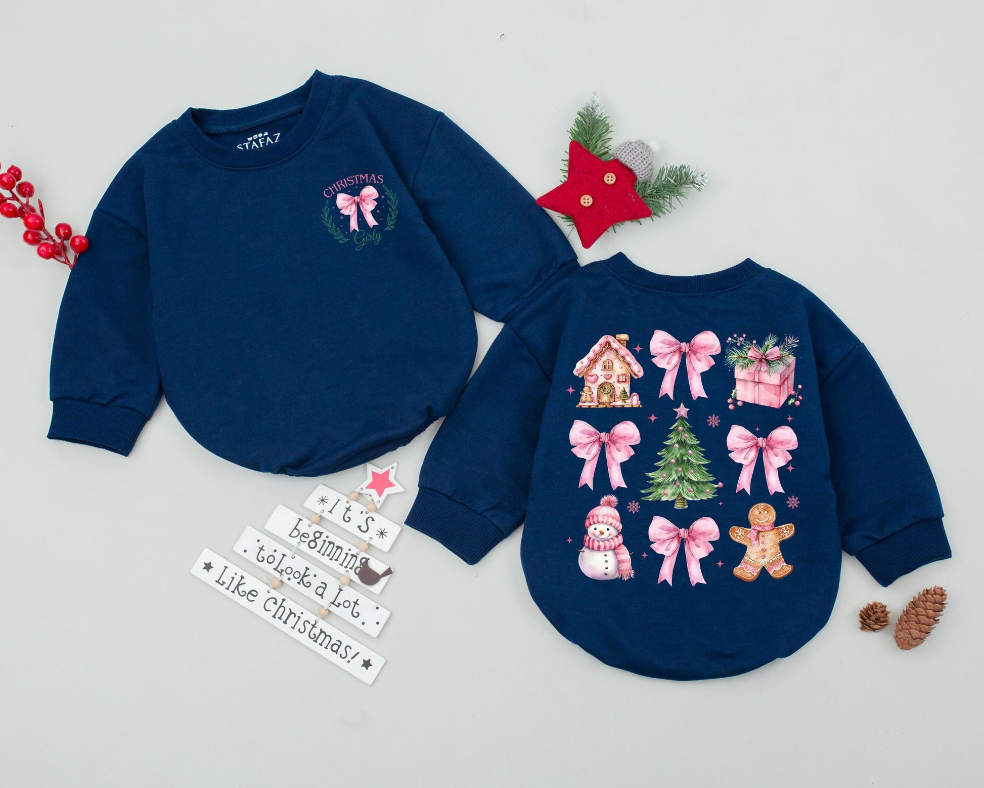 First Christmas Romper: Retro Baby Bodysuit & Shower Gift Set
