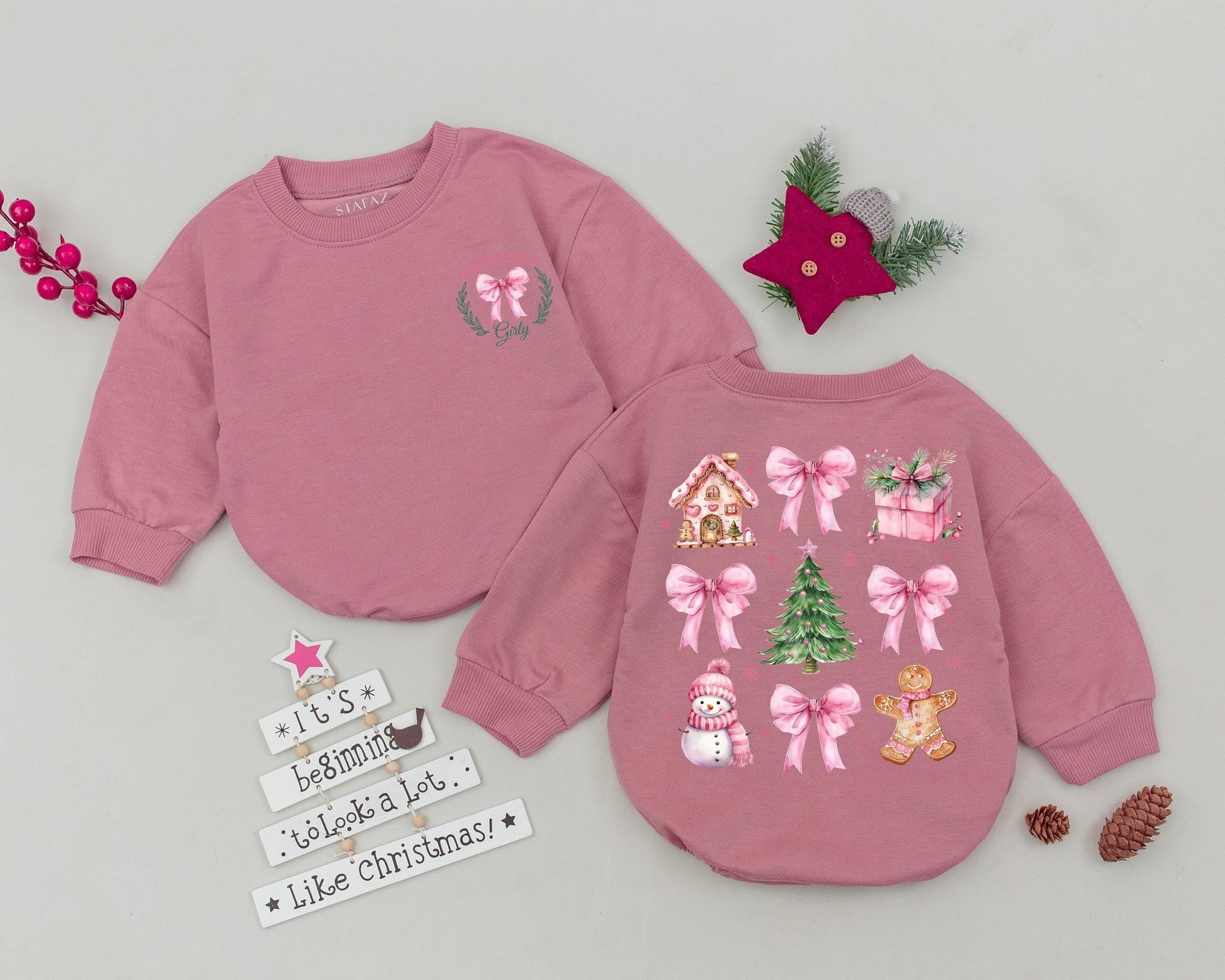 First Christmas Romper: Retro Baby Bodysuit & Shower Gift Set