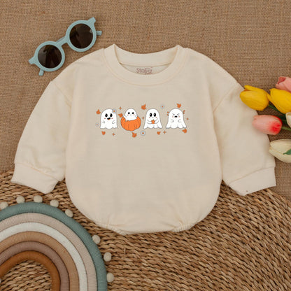 Ghost Romper Halloween Baby Outfit, Newborn Costume, Fall Bodysuit