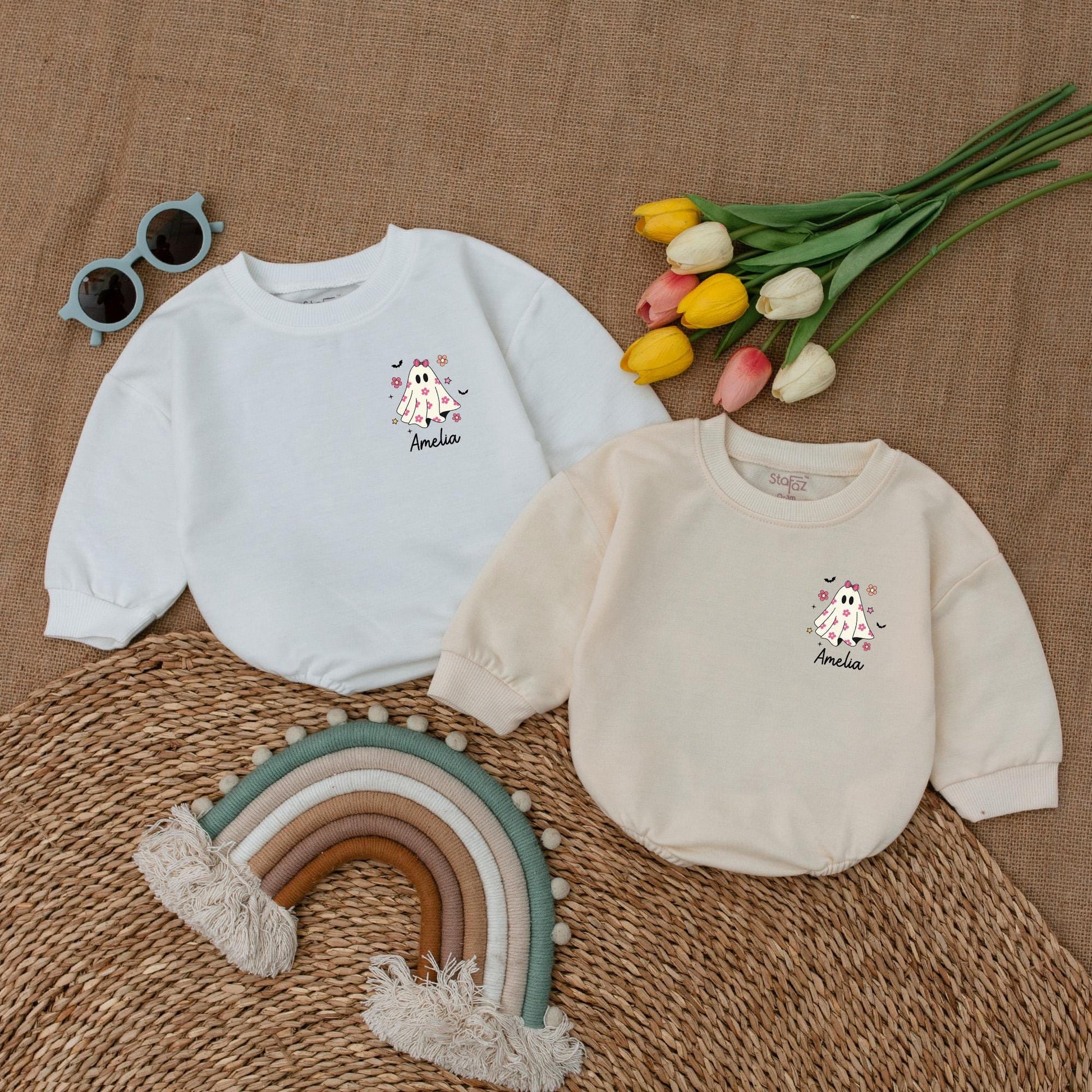 Personalized Boo Baby Romper: First Halloween Outfit for Girls