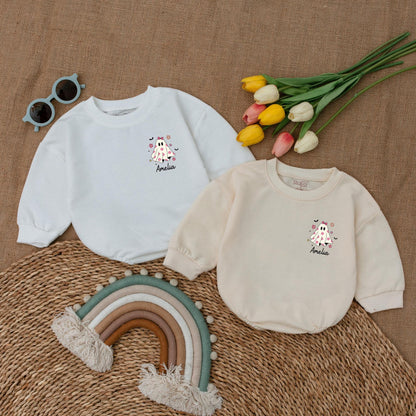 Personalized Boo Baby Romper: First Halloween Outfit for Girls