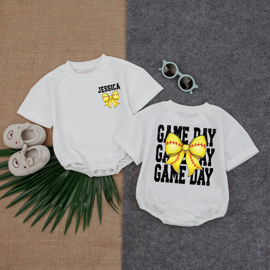 Retro Softball Bubble Romper for Game Day - Baby Shower Gift