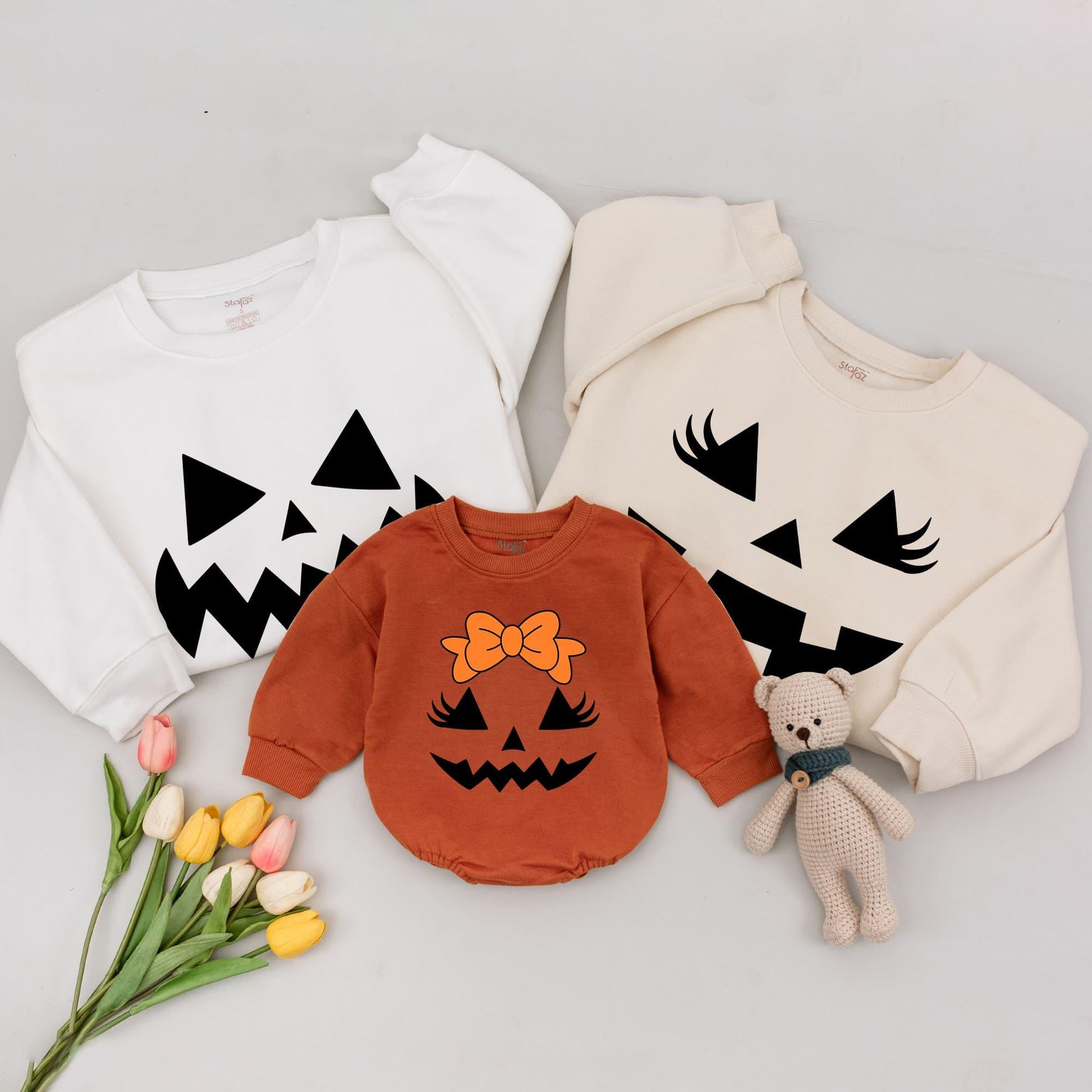 Matching Family Pumpkin Face Halloween Sweatshirt for All Ages