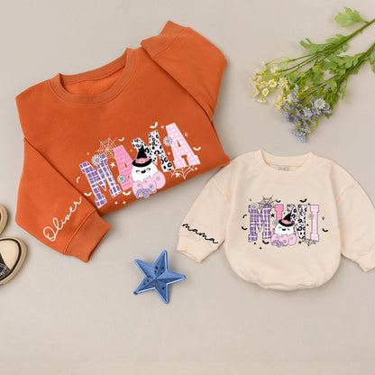 Spooky Mama & Mini Sweatshirt Set: Retro Pumpkin Fall Family Gift