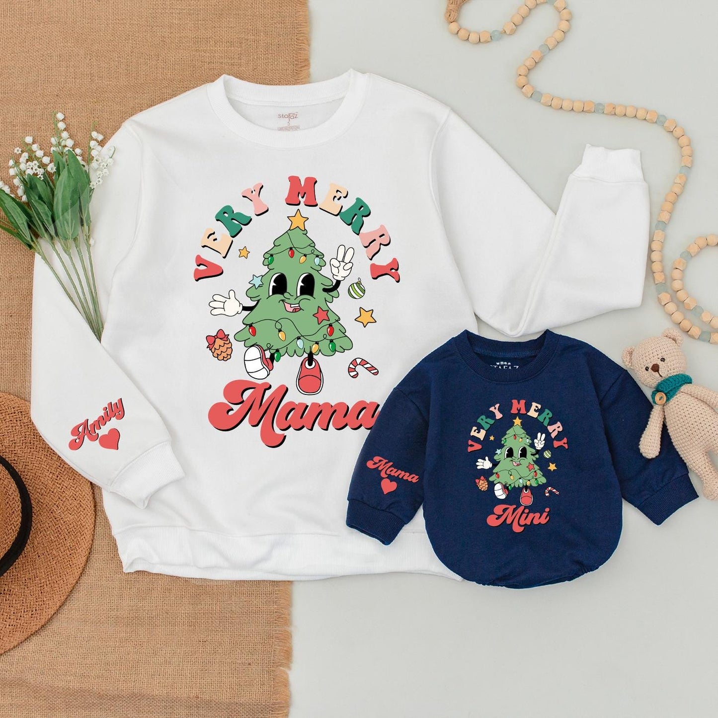 Festive Family Christmas Outfits, Mommy & Me Sweater, Baby Gift