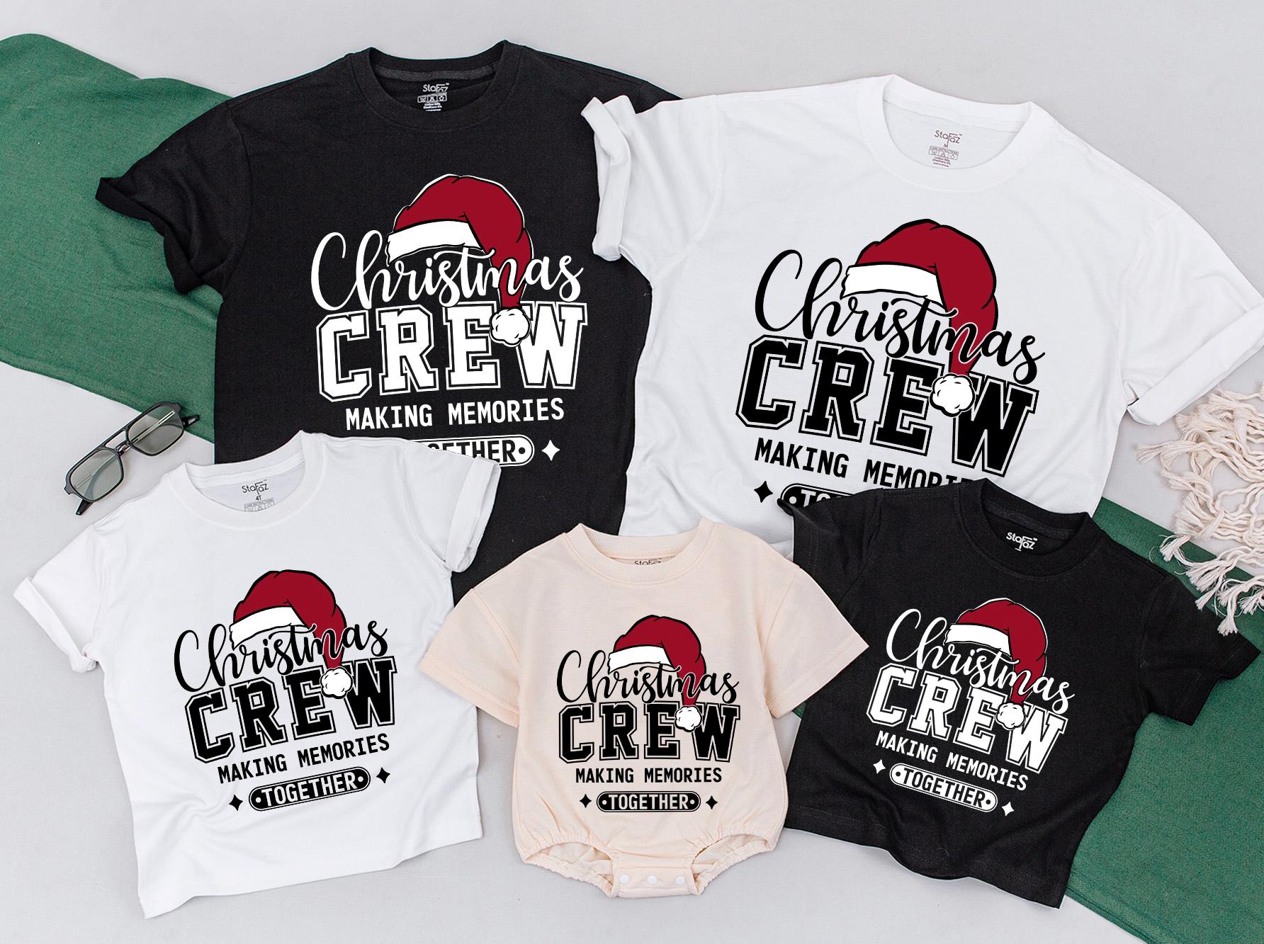 Christmas Crew Matching Family Shirts Making Memories Together! Festive Holiday T-Shirts, Toddler Christmas Shirt, Newborn Romper, Santa Hat, Modern Xmas Fun (139)