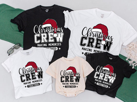 Christmas Crew Matching Family Shirts Making Memories Together! Festive Holiday T-Shirts, Toddler Christmas Shirt, Newborn Romper, Santa Hat, Modern Xmas Fun (139)