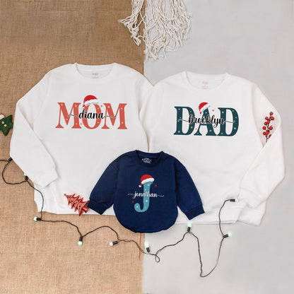 Matching Family Christmas Outfits: Monogrammed Sweaters & Bodysuits