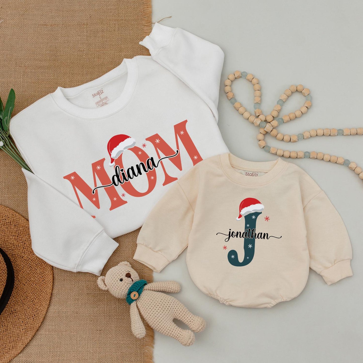 Matching Family Christmas Outfits: Monogrammed Sweaters & Bodysuits