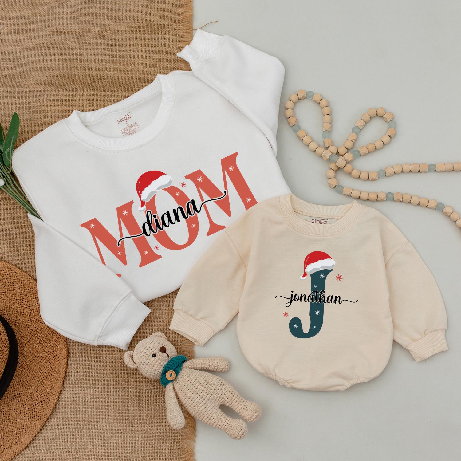 Matching Family Christmas Outfits: Monogrammed Sweaters & Bodysuits