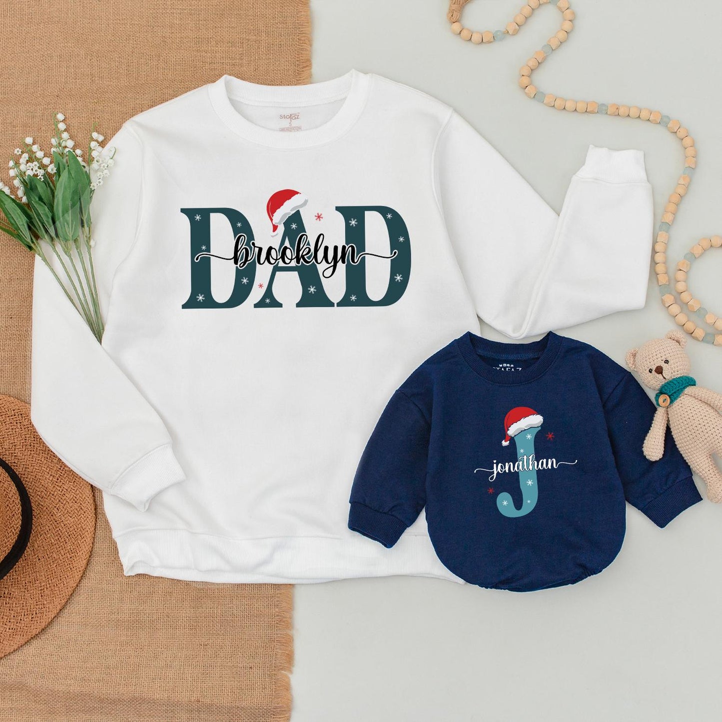 Matching Family Christmas Outfits: Monogrammed Sweaters & Bodysuits