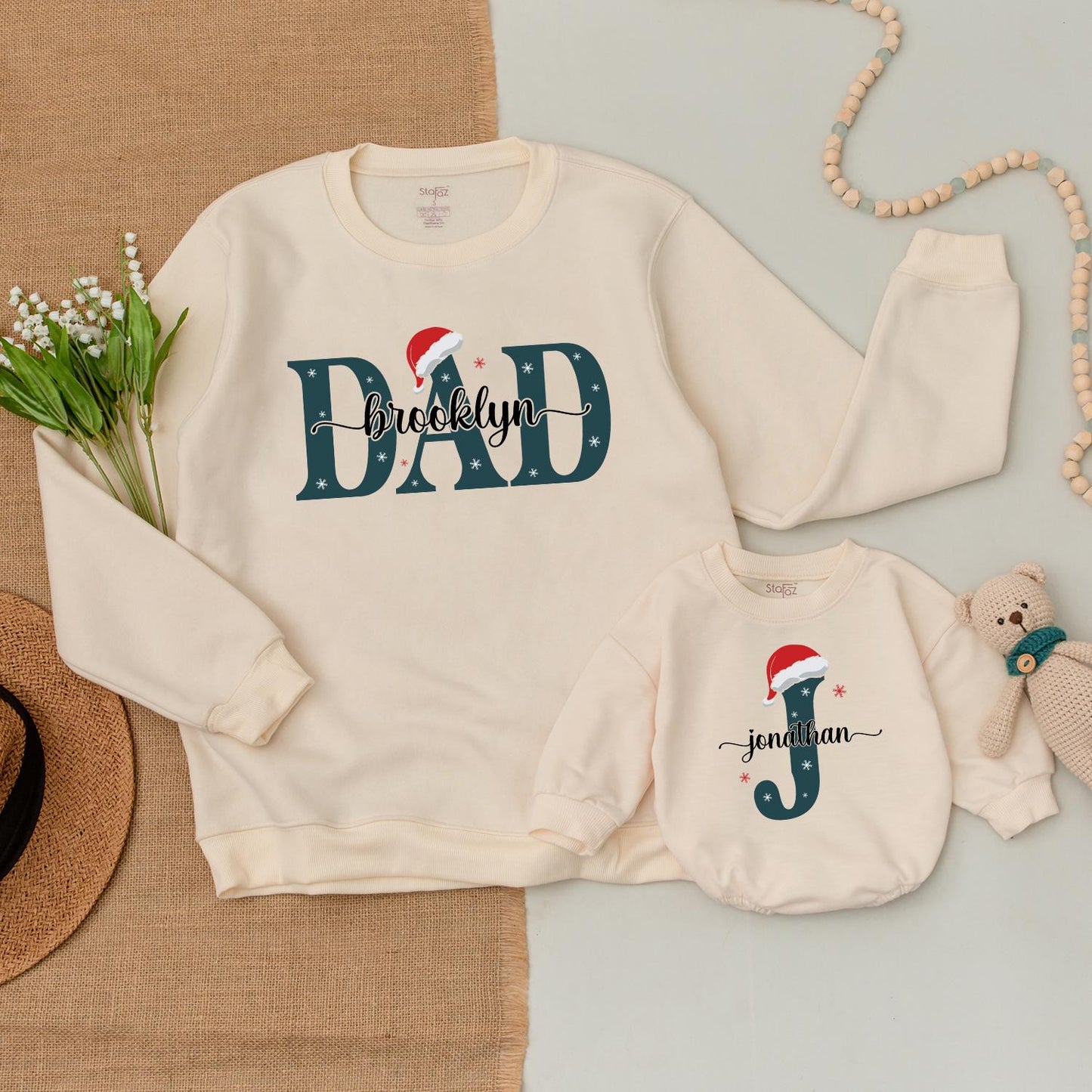 Matching Family Christmas Outfits: Monogrammed Sweaters & Bodysuits