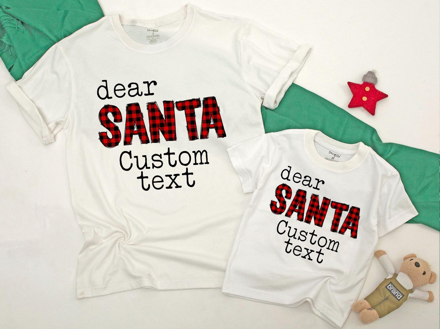 Personalized Buffalo Plaid Family Christmas Shirts & Pajamas Set