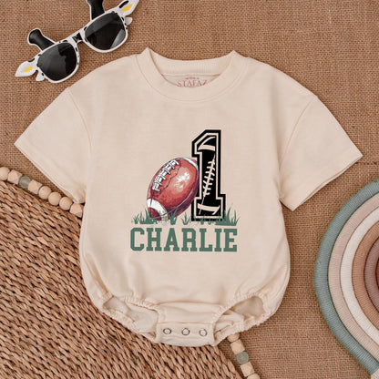 Football 1st Birthday Romper, Personalized Baby Outfit, Gift Idea
