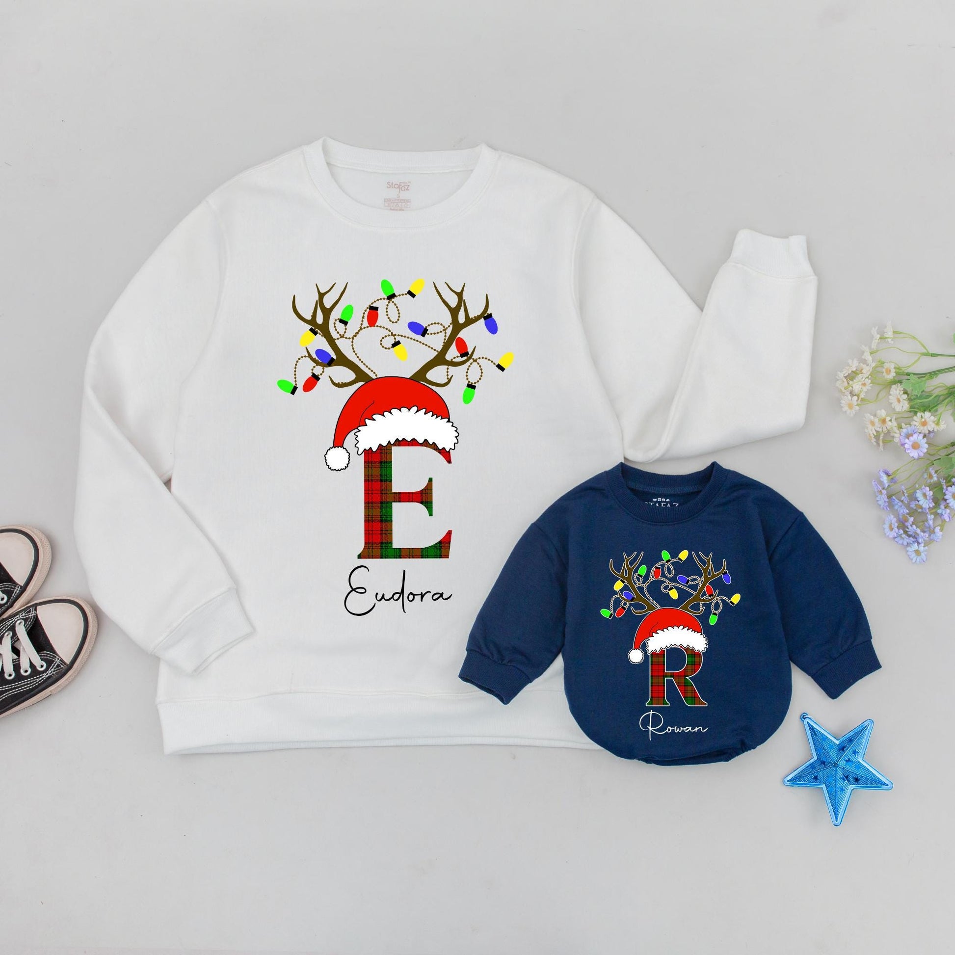 Custom Family Christmas Sweaters, Matching Outfits & Baby Shower Gift