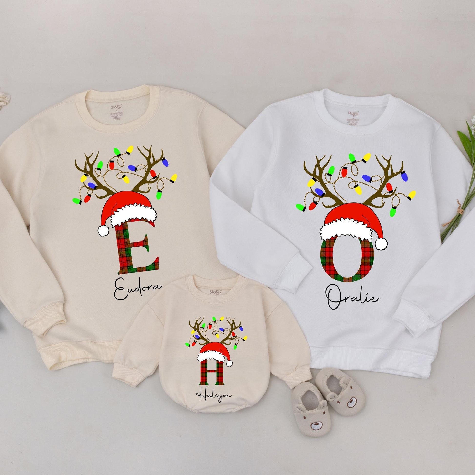 Custom Family Christmas Sweaters, Matching Outfits & Baby Shower Gift