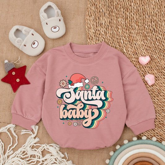 Vintage Santa Baby Romper - First Christmas Outfit for Infants