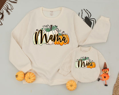 Matching Mama Mini Pumpkin Sweatshirts – Retro Halloween Outfits
