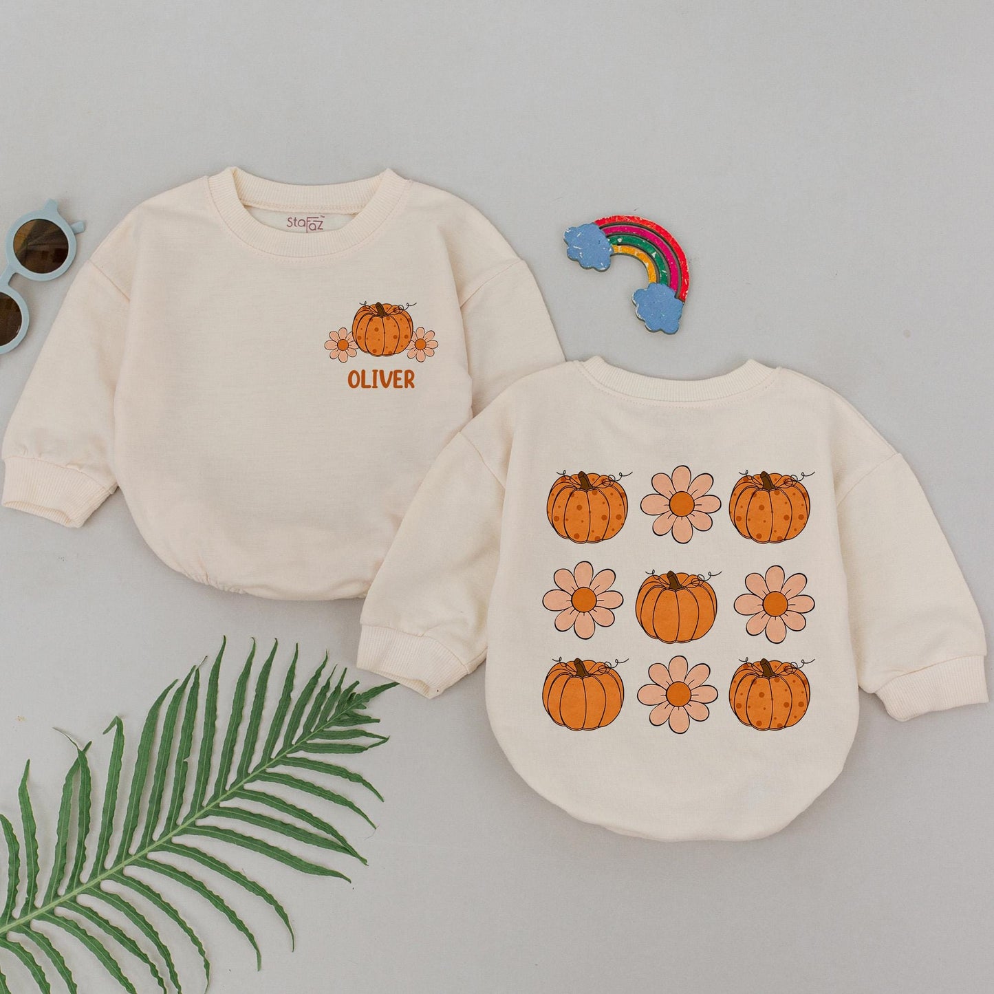 Retro Pumpkin Romper with Custom Name - Perfect Fall Baby Gift