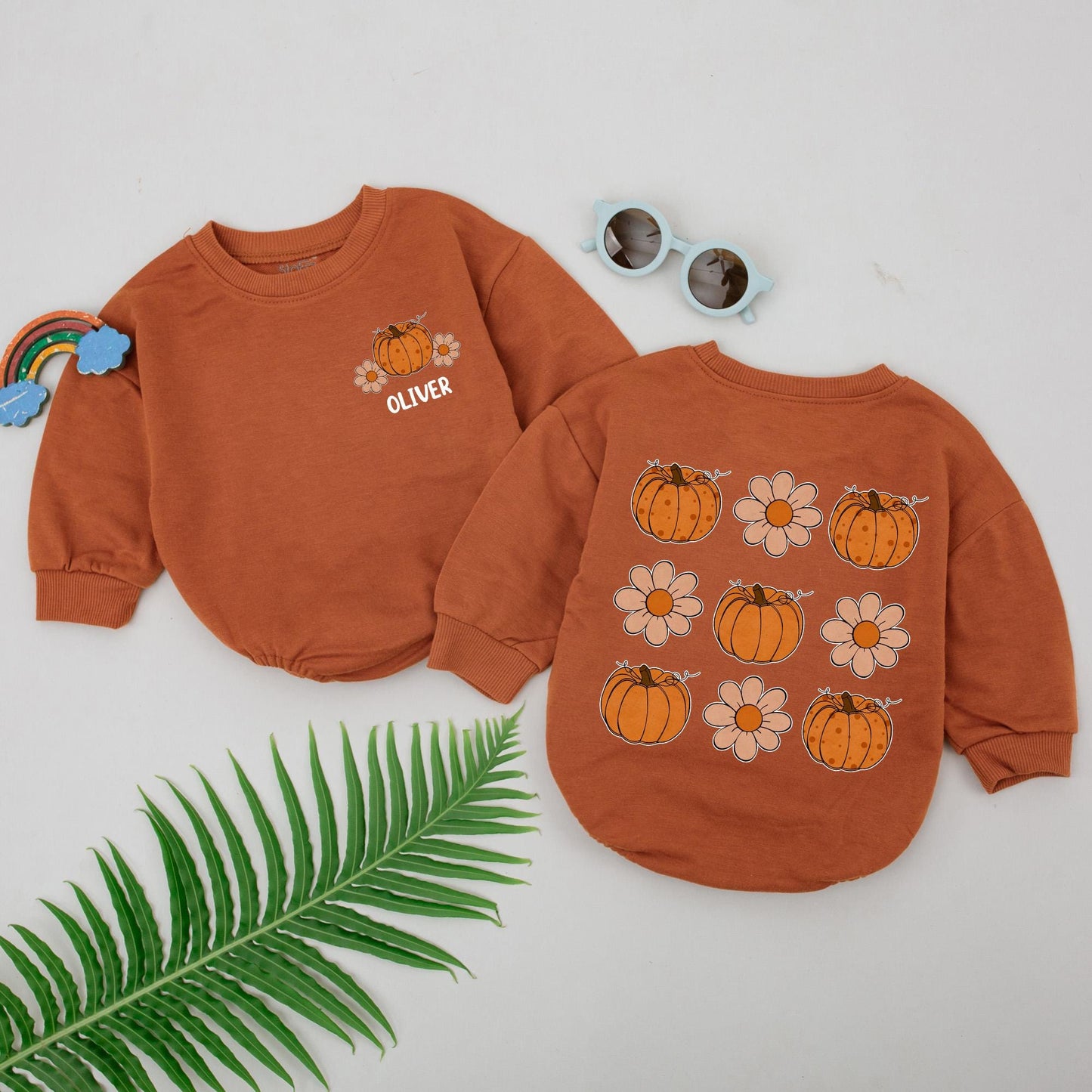 Retro Pumpkin Romper with Custom Name - Perfect Fall Baby Gift