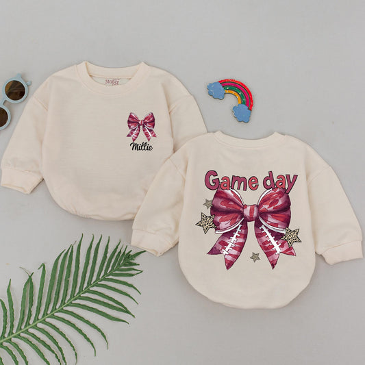 Custom Football Romper: Retro Baby Outfit for Game Day Fun