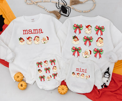 Retro Santa Mama and Mini Matching Christmas Sweatshirt Cozy Vintage Holiday Outfit Toddler Baby First Christmas Gift Family Vacation Wear