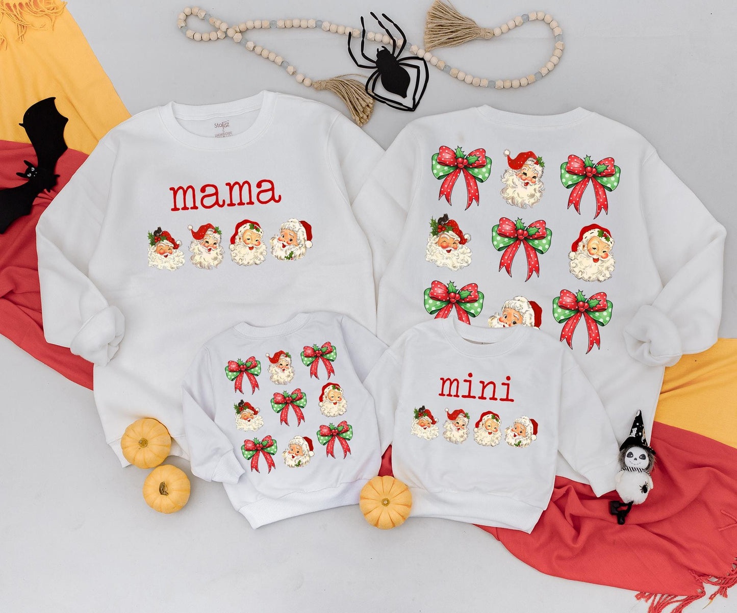 Retro Santa Mama and Mini Matching Christmas Sweatshirt Cozy Vintage Holiday Outfit Toddler Baby First Christmas Gift Family Vacation Wear