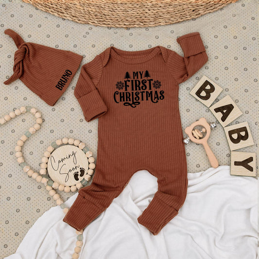 My First Christmas Baby Romper with Snowflake Design, Soft Holiday Outfit for Baby Boy or Girl, Newborn Gift