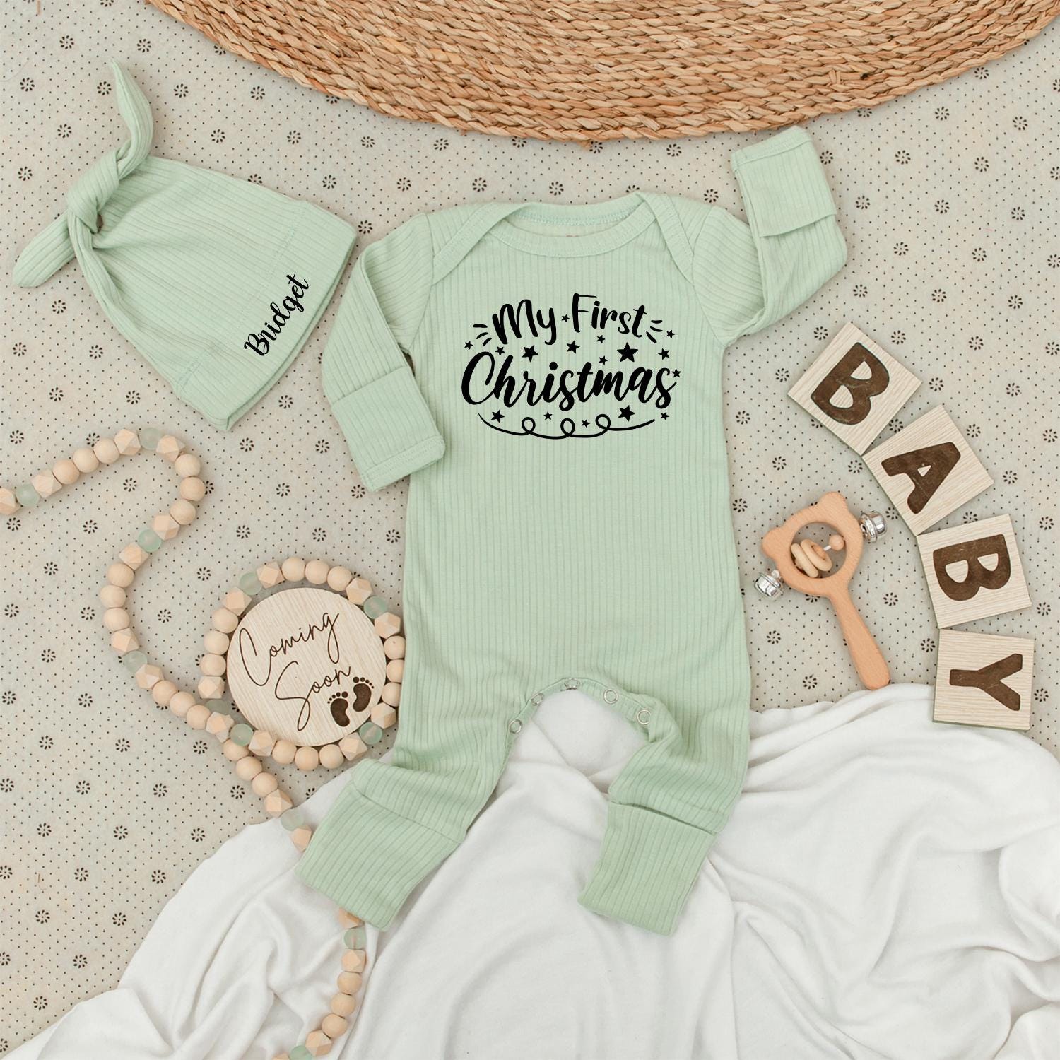 My First Christmas Baby Romper Black Star Festive Design Soft Long Sleeve Going Home Outfit Newborn Holiday Gift