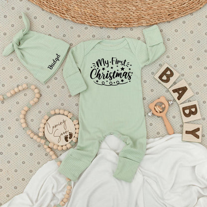 My First Christmas Baby Romper Black Star Festive Design Soft Long Sleeve Going Home Outfit Newborn Holiday Gift