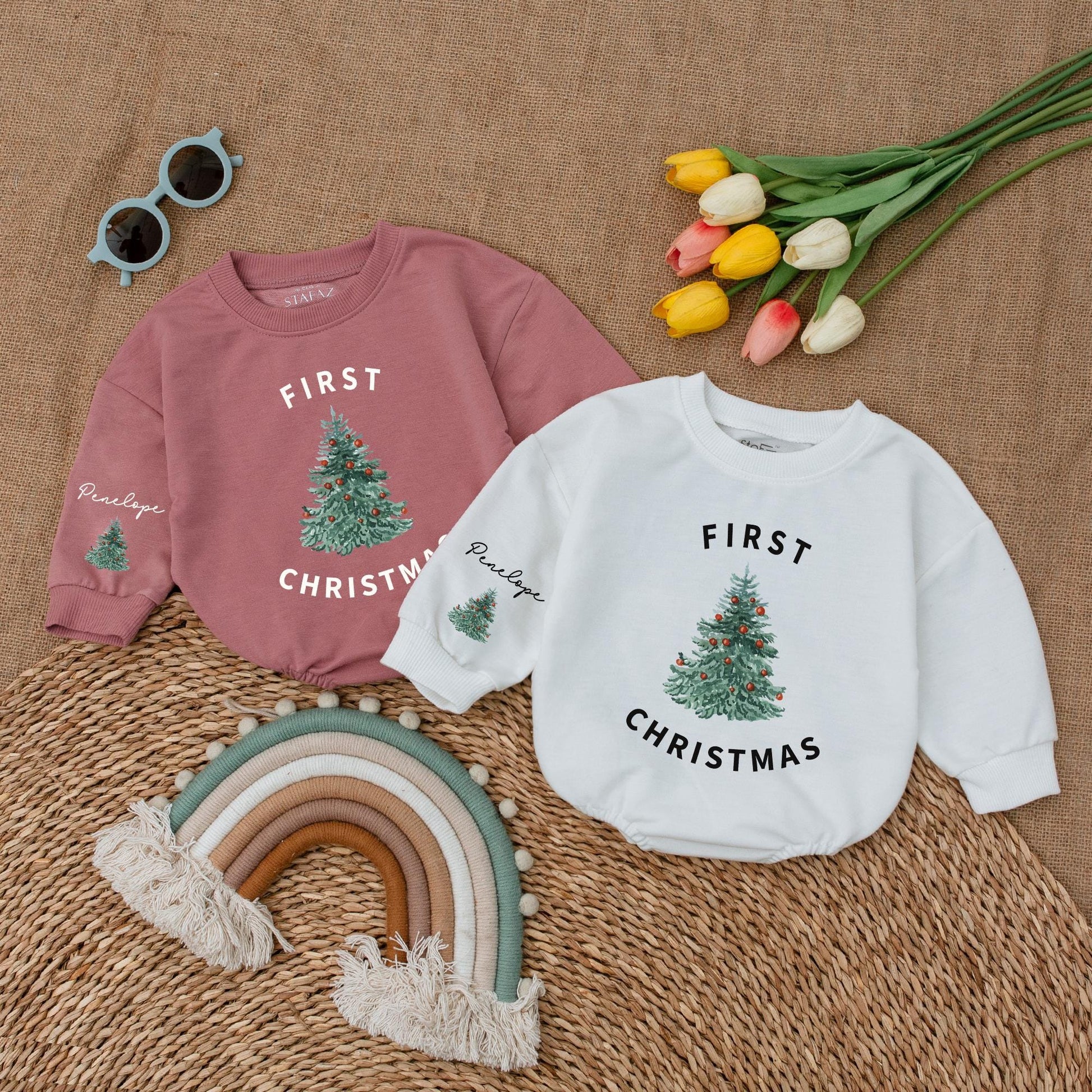 First Christmas Baby Romper | Holiday Bodysuit | Winter Outfit