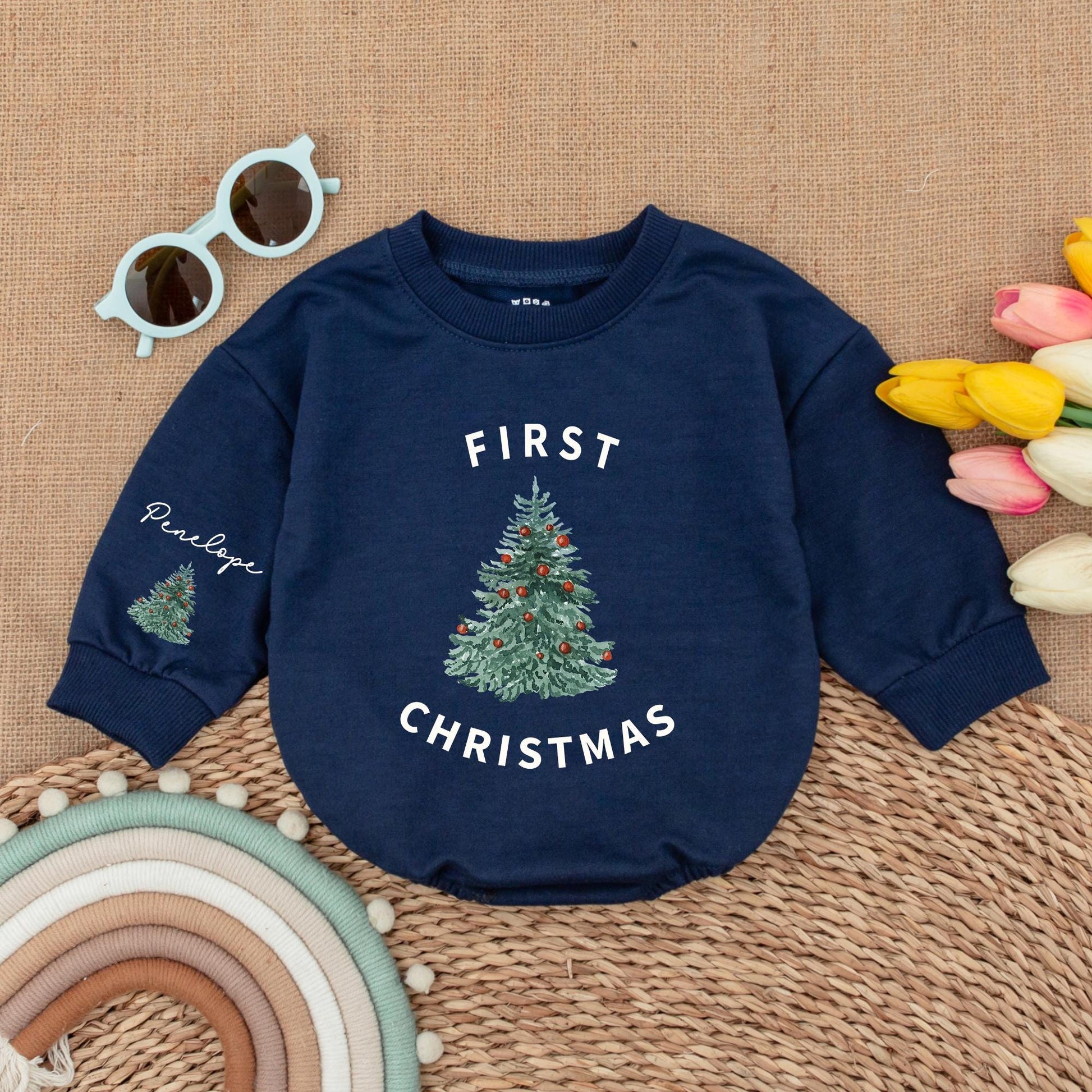 First Christmas Baby Romper | Holiday Bodysuit | Winter Outfit