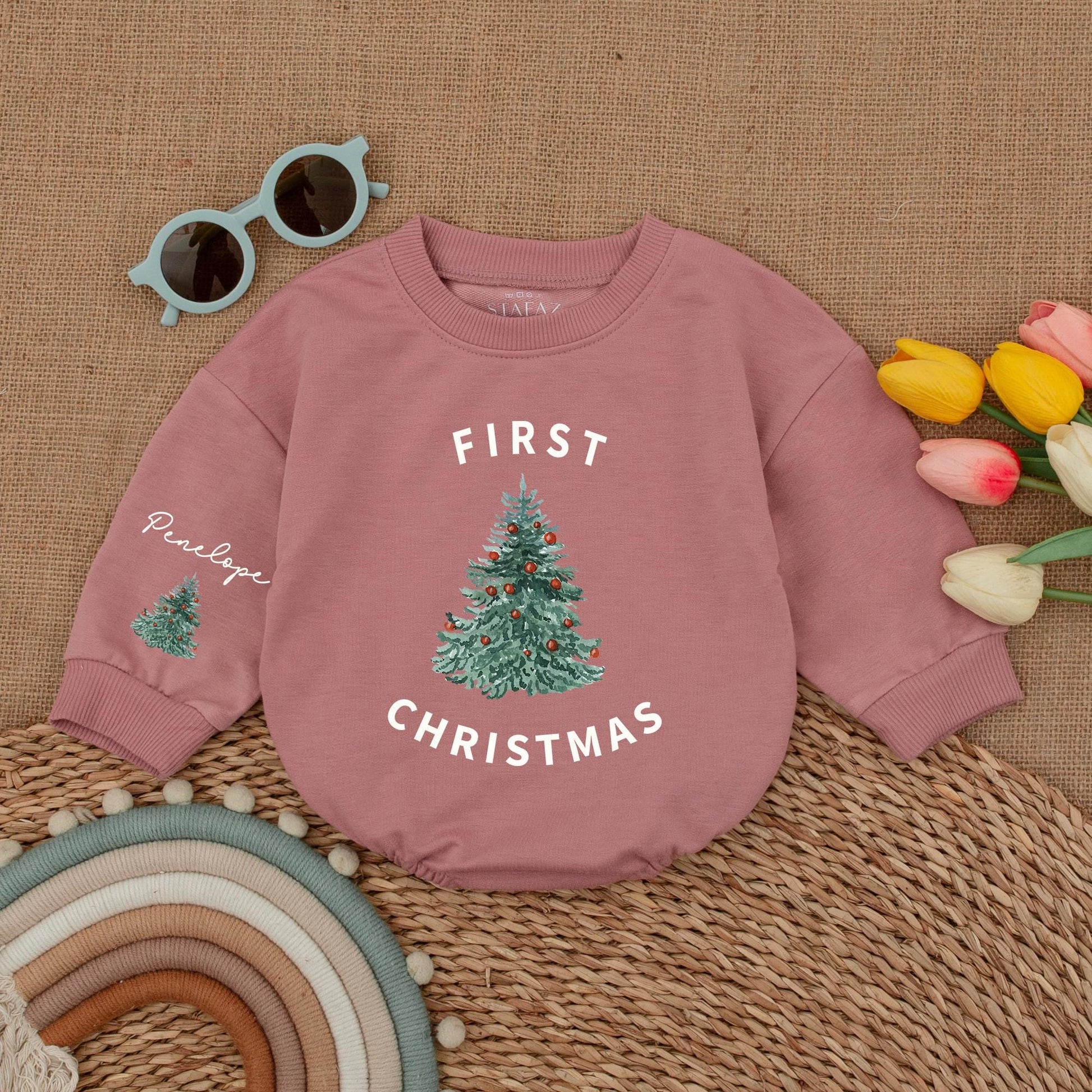 First Christmas Baby Romper | Holiday Bodysuit | Winter Outfit