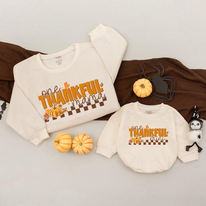 Thankful Mama Retro Sweatshirt, Mommy & Me Set, Pumpkin Season Gift