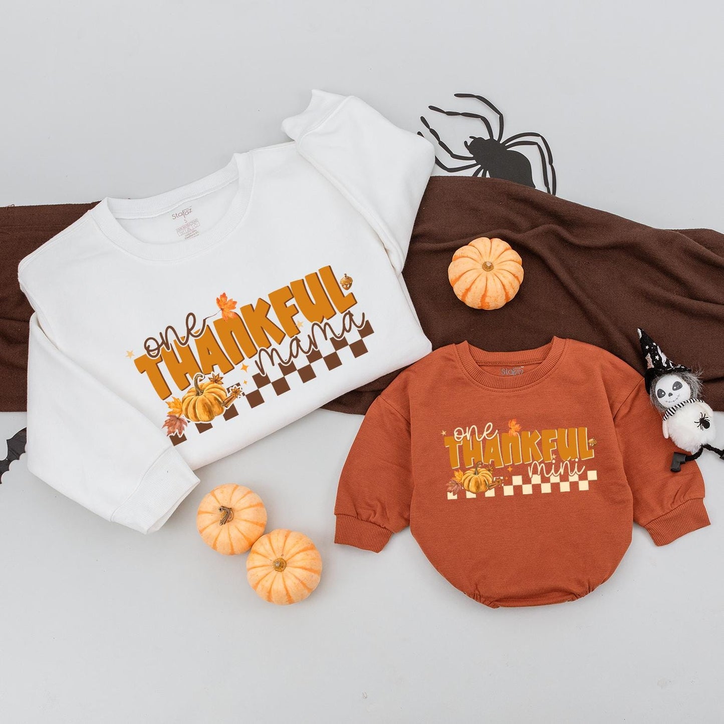 Thankful Mama Retro Sweatshirt, Mommy & Me Set, Pumpkin Season Gift