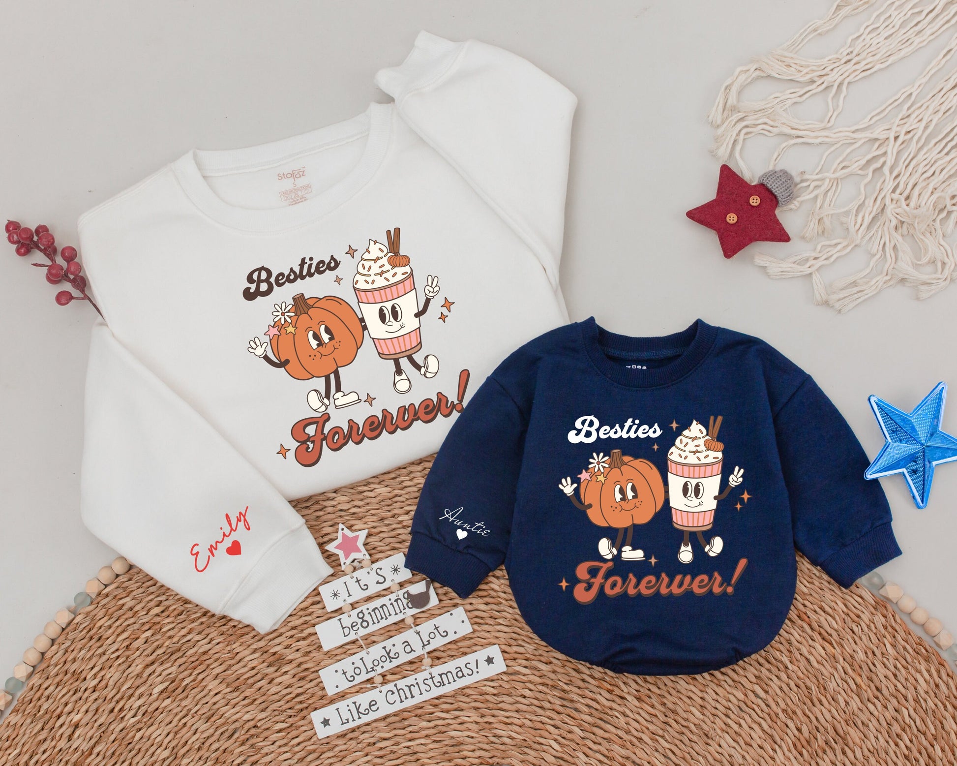 Cozy Family Sweatshirts: Auntie & Niece Thanksgiving Matching Set