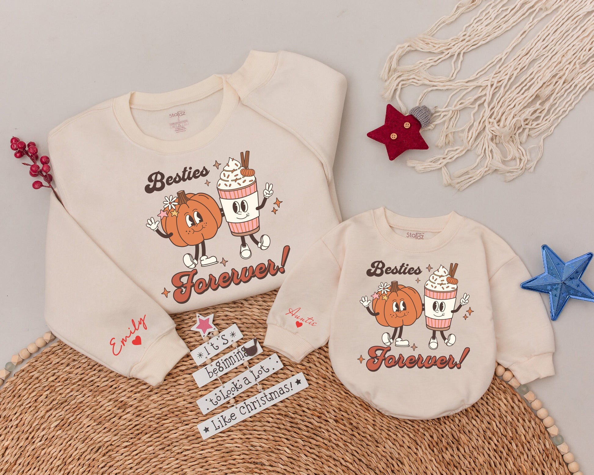 Cozy Family Sweatshirts: Auntie & Niece Thanksgiving Matching Set