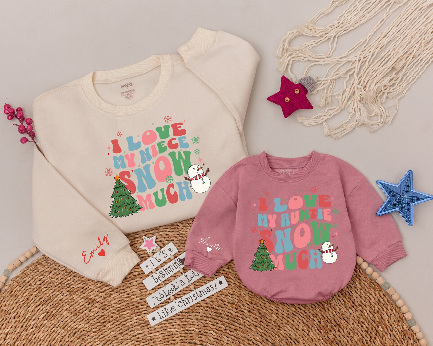 Matching Auntie & Niece "Snow Much" Christmas Sweatshirt Gift